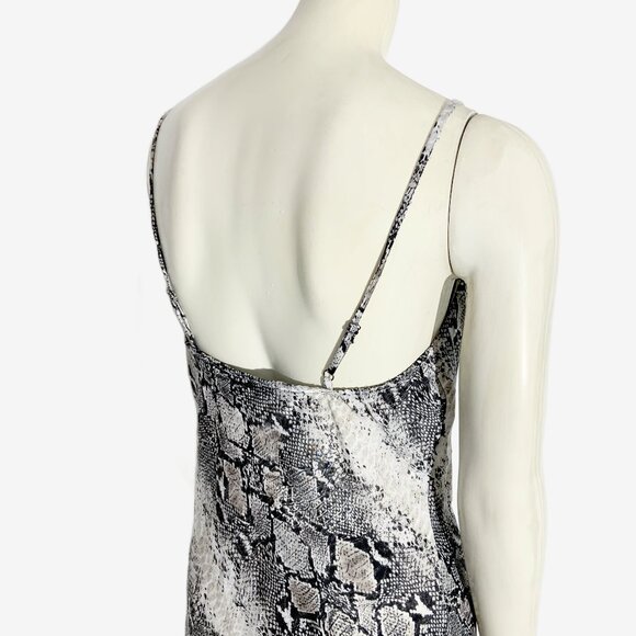 Vintage Y2K Satin Snakeskin Print Slip Dress with Cowl Neckline / Medium-Large - Picture 5 of 10